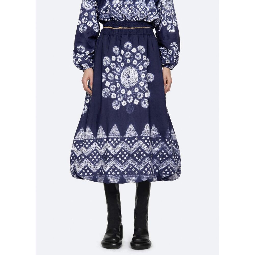SEA New York NWT Yana Navy Tie Die Midi Skirt Size Small $375
